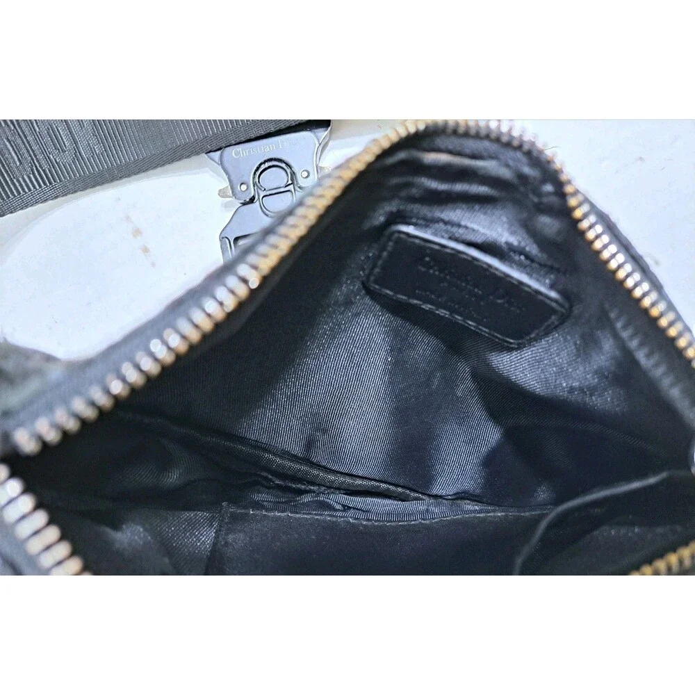 Mens Saddle Bag Black Oblique Jacquard Crossbody Logo Print